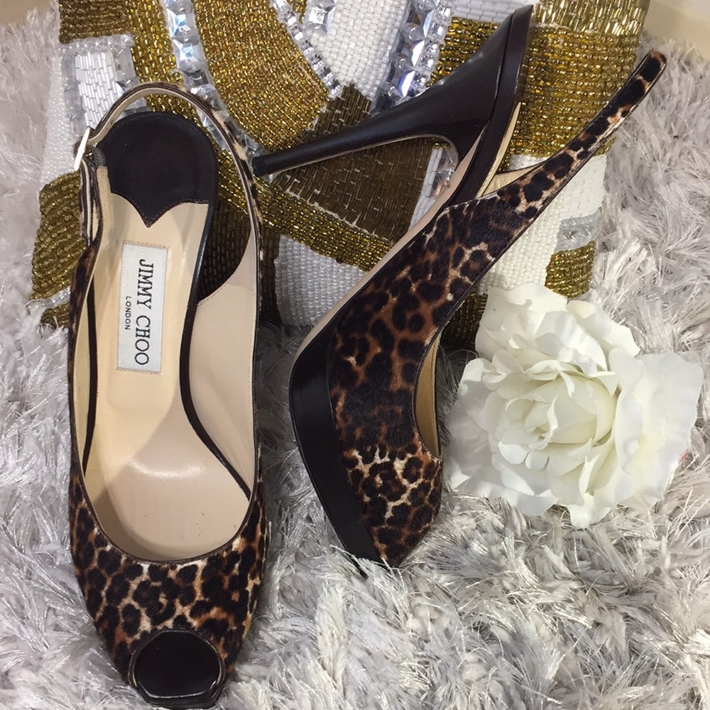 EUC Jimmy Choo Leopard print Calf Hair Heels, 9.5 - Picture 3 of 17